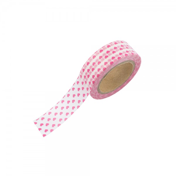 Washi Tape - Weiß mit rosa Herzen