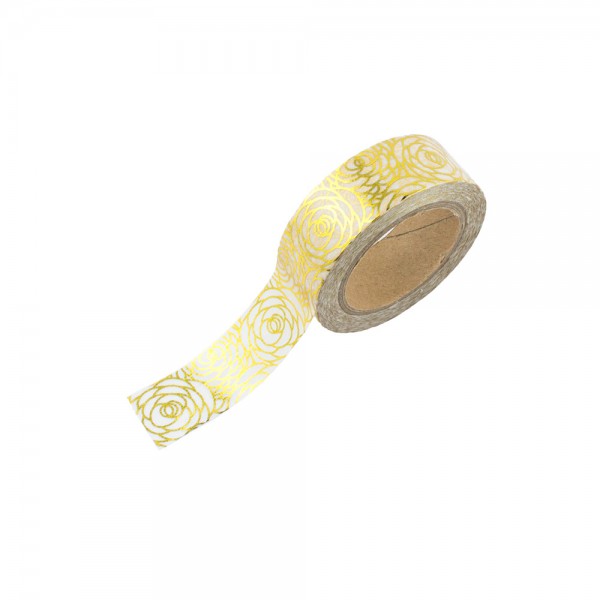 Washi Tape - Weiß mit goldenen Rosen (glänzend)